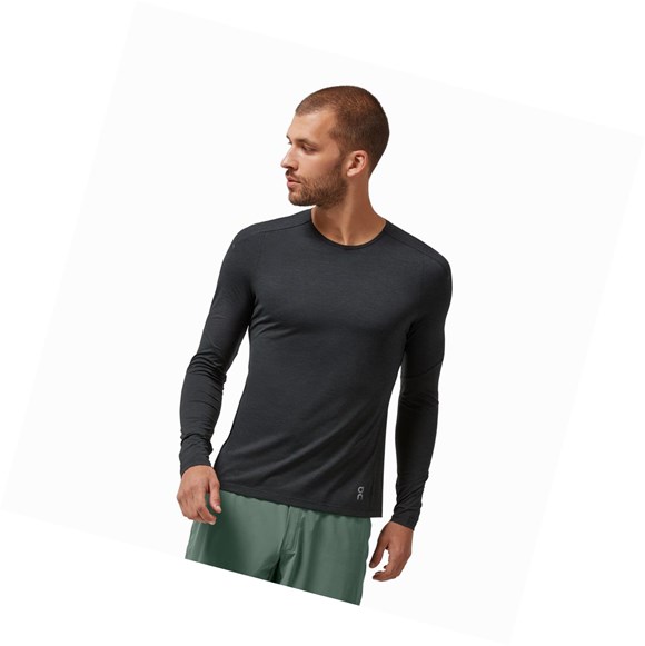 Camiseta On Performance Long-T Hombre Negros | 8702FJPXA
