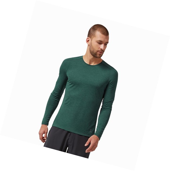 Camiseta On Performance Long-T Hombre Verdes | 2657VHELK