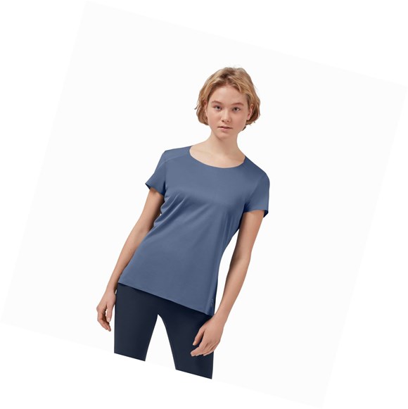 Camiseta On Performance Long-T Mujer Azules Negros | 3629TXVMQ