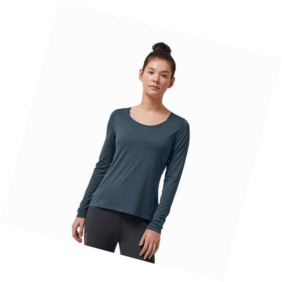 Camiseta On Performance Long-T Mujer Azul Marino | 4753YNVTO