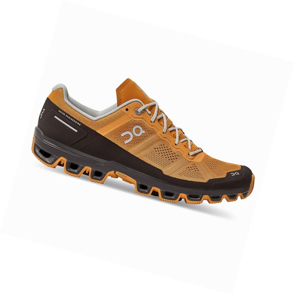 Tenis Para Trail Running On Cloudventure Hombre Marrom Amarillos | 4023DVLXQ